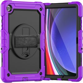 Mobigear SureGrip Xtreme Samsung Galaxy Tab A9 Plus (2023) Hoes Hard Kunststof,Siliconen Backcover + Schouderband + Standaard - Paars