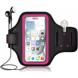 Mobigear Go Active Telefoonhouder Hardlopen Motorola Moto E30 Sport Hoesje Neopreen Sportarmband - Roze