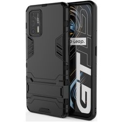 Mobigear Armor Stand Realme GT Hoesje Hardcase Backcover Shockproof met Standaard - Zwart