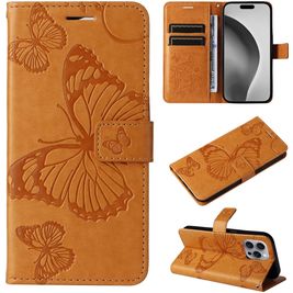 Mobigear Butterfly iPhone 16 Pro Max Hoesje Bookcase Portemonnee - Cognac