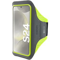 Mobiparts Comfort Fit Telefoonhouder Hardlopen Samsung Galaxy S24 Sport Hoesje Neopreen Sportarmband - Neon Green