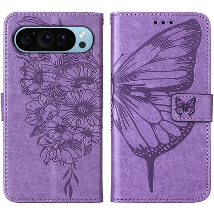 Mobigear Butterfly Google Pixel 9 Hoesje Bookcase Portemonnee - Paars