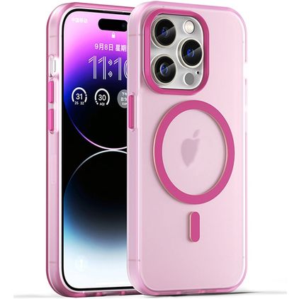 Mobigear Shockproof iPhone 16 Pro MagSafe Hoesje Flexibel TPU Backcover - Roze