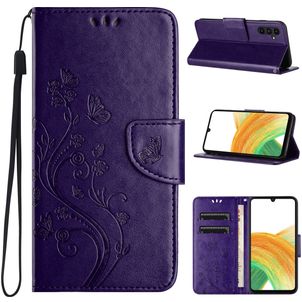 Mobigear Flowers Samsung Galaxy A55 Hoesje Bookcase Portemonnee - Paars