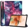 Mobigear Tri-Fold Gel Samsung Galaxy Tab S7 FE Hoes TPU,Kunstleer Bookcase + Stylus Houder - Milky Way