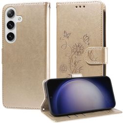 Mobigear Flowers Samsung Galaxy S25 Plus Hoesje Bookcase Portemonnee - Goud