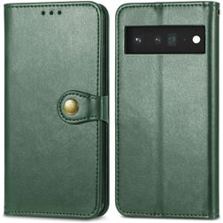 Mobigear Snap Button Google Pixel 6 Pro Hoesje Bookcase Portemonnee - Groen