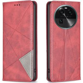 Mobigear Rhombus Slim OPPO Find X6 Hoesje Bookcase - Rood