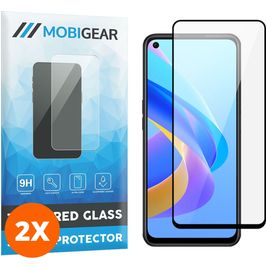 Mobigear Premium OPPO A76 Glazen Screenprotector - Case Friendly - Zwart (2-Pack)