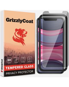 GrizzlyCoat Easy Fit AntiSpy iPhone XR Glazen Screenprotector Privacy - Case Friendly + Installatie Frame