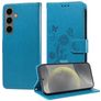 Mobigear Flowers Samsung Galaxy S25 Hoesje Bookcase Portemonnee - Blauw
