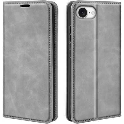 Mobigear Retro Slim iPhone 17e Hoesje Bookcase Portemonnee - Grijs