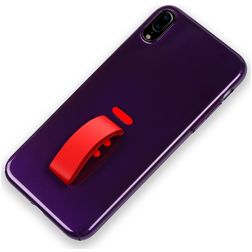 Mobigear Rubber Ring iPhone XS Max Hoesje Hardcase Backcover met Ringhouder - Paars