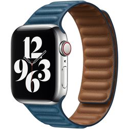 Mobigear Bumpy Leren Apple Watch Bandje Magneetsluiting - 42/41/40/38 mm - Blauw