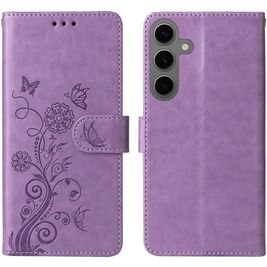 Mobigear Flowers Samsung Galaxy S24 FE Hoesje Bookcase Portemonnee - Paars