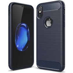 Mobigear Brushed Slim iPhone XR Hoesje Flexibel TPU Backcover - Marineblauw