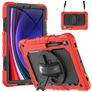 Mobigear SureGrip Xtreme Samsung Galaxy Tab S9 FE Hoes Hard Kunststof,Siliconen Backcover + Stylus Houder + Schouderband + Standaard - Rood