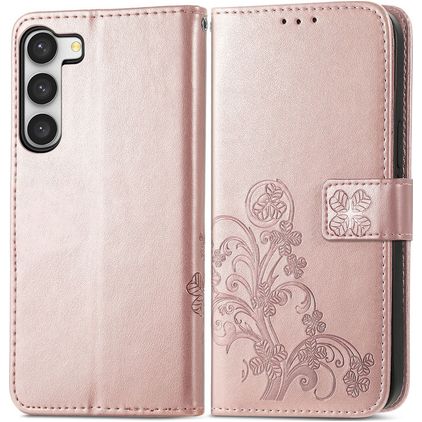 Mobigear Clover Samsung Galaxy A54 Hoesje Bookcase Portemonnee - Roségoud