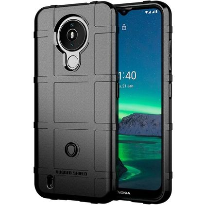 Mobigear Rugged Shield Nokia 1.4 Hoesje Flexibel TPU Backcover Shockproof - Zwart