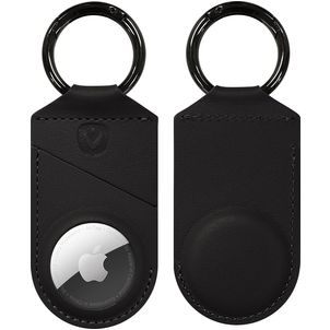 Valenta Snap Apple AirTag Hoesje Echt Leer Sleutelhanger - Zwart