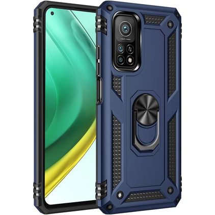 Mobigear Armor Ring Xiaomi Mi 10T Hoesje Hardcase Backcover Shockproof met Ringhouder - Blauw