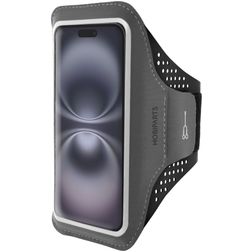 Mobiparts Comfort Fit Telefoonhouder Hardlopen iPhone 16 Sport Hoesje Neopreen Sportarmband - Zwart