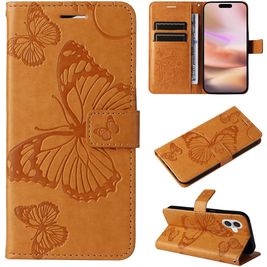 Mobigear Butterfly iPhone 16 Plus Hoesje Bookcase Portemonnee - Cognac