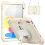 Mobigear SureGrip Xtreme iPad 10 (2022) Hoes Hard kunststof / Siliconen Backcover + Schouderband + Standaard - Wit / Roségoud