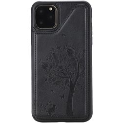 Mobigear Tree Wallet iPhone 11 Pro Max Hoesje Backcover Shockproof met Pasjeshouder en Standaard - Zwart