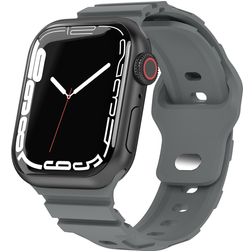 Mobigear Sport Armor Siliconen Apple Watch Bandje Druksluiting - 49/46/45/44 mm - Grijs