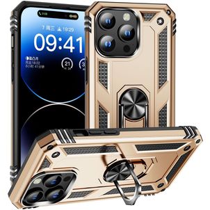 Mobigear Armor Ring iPhone 16 Pro Max Hoesje Hardcase Backcover Shockproof met Ringhouder - Goud