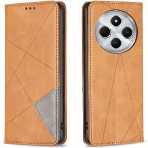 Mobigear Rhombus Slim Xiaomi Redmi 14C Hoesje Bookcase - Cognac