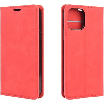 Mobigear Retro Slim iPhone 12 Pro Hoesje Bookcase Portemonnee - Rood