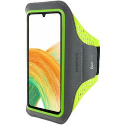 Mobiparts Comfort Fit Telefoonhouder Hardlopen Samsung Galaxy A33 Sport Hoesje Neopreen Sportarmband - Neon Green