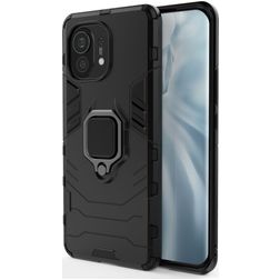 Mobigear Armor Ring Xiaomi Mi 11 Hoesje Hardcase Backcover Shockproof met Ringhouder - Zwart