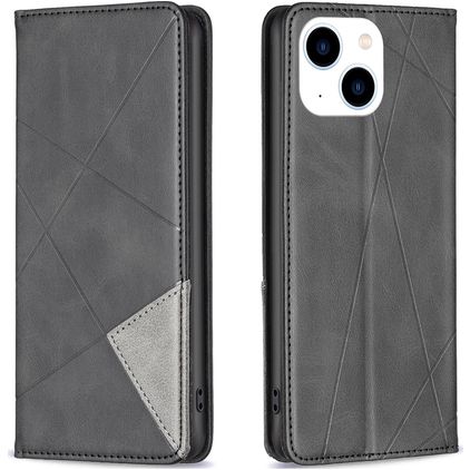 Mobigear Rhombus Slim iPhone 15 Hoesje Bookcase - Zwart