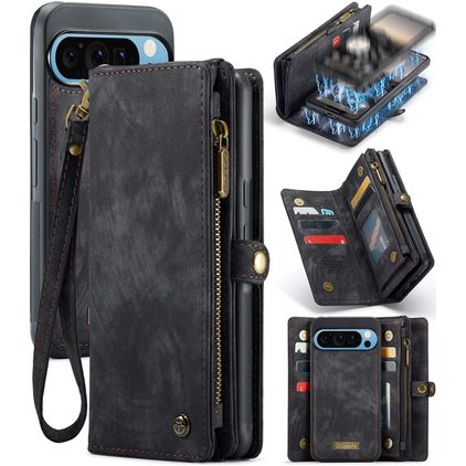 CaseMe 008 Google Pixel 9 Pro XL Hoesje Uitneembare 2in1 Bookcase Portemonnee - Zwart