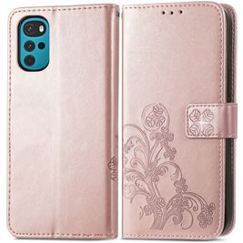 Mobigear Clover Motorola Moto G22 Hoesje Bookcase Portemonnee - Roségoud