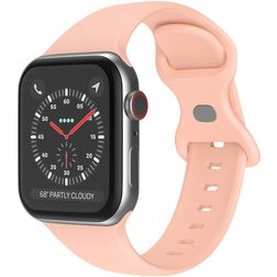 Mobigear Sport Dual Siliconen Apple Watch Bandje Druksluiting - 42/41/40/38 mm - Zalmroze