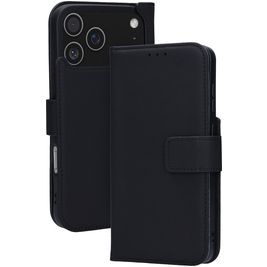 Mobiparts Wallet iPhone 17 Pro Max MagSafe Hoesje Echt Leer Bookcase Portemonnee - Zwart