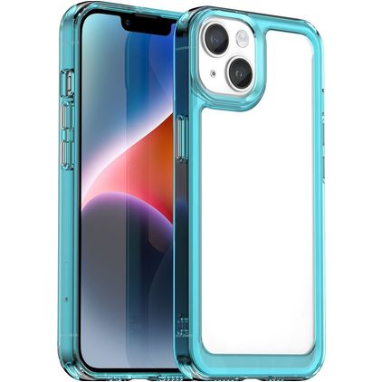 Mobigear Crystal iPhone 15 Hoesje Hardcase Backcover - Transparant / Turquoise