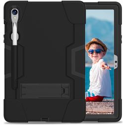 Xccess Survivor Essential Samsung Galaxy Tab S9 Hoes Hard Kunststof,Siliconen Backcover + Stylus Houder + Standaard - Zwart