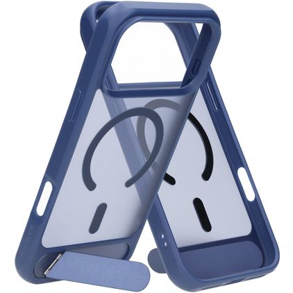 Mobiparts Hardcover iPhone 18 Pro Max MagSafe Hoesje Hardcase Backcover met Standaard - Satin Blue