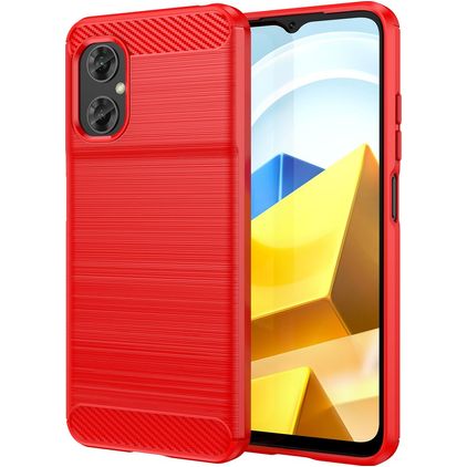 Mobigear Brushed Slim POCO M5 Hoesje Flexibel TPU Backcover - Rood