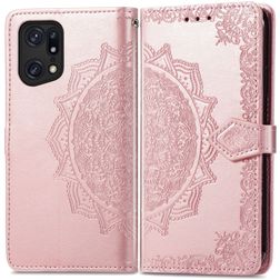 Mobigear Mandala OPPO Find X5 Pro Hoesje Bookcase Portemonnee - Roségoud