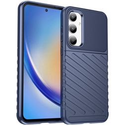 Mobigear Groove Samsung Galaxy A35 Hoesje Flexibel TPU Backcover - Blauw