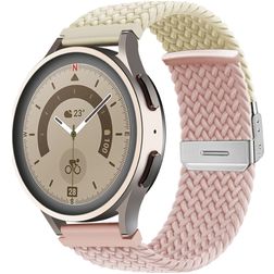 Mobigear Braided Dual Nylon Smartwatch Bandje Klemsluiting - Universeel 22 mm connector - Roze / Sterrenlicht