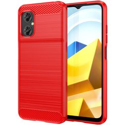 Mobigear Brushed Slim POCO M5 Hoesje Flexibel TPU Backcover - Rood