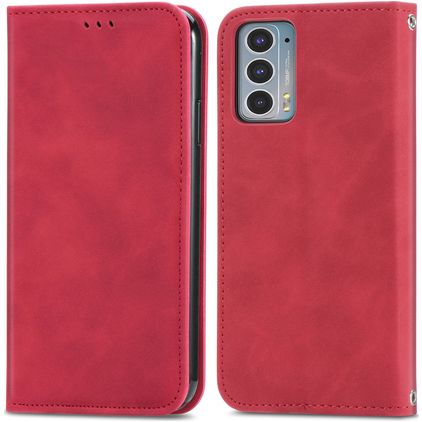 Mobigear Retro Slim Motorola Edge 20 Hoesje Bookcase Portemonnee - Rood