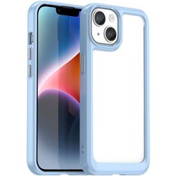 Mobigear Crystal iPhone 15 Plus Hoesje Hardcase Backcover - Transparant / Blauw